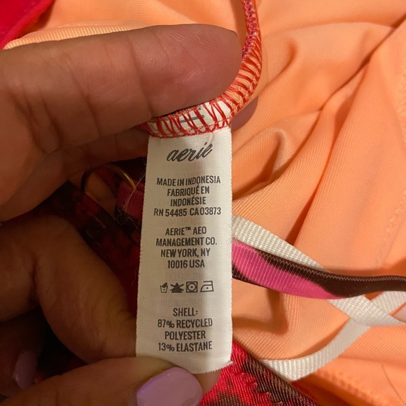 Aerie Tide Dye Pink and Black One Piece one shoulder Swimsuit size large - Picture 8 of 9